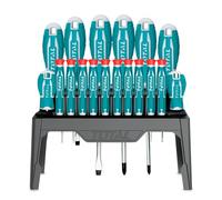 TOTAL - Juego de Destornilladores - Contiene 18 Piezas - Cromo Vanadio - Punta Imantada - Mango Ergonómico - Ideales para Uso Intensivo