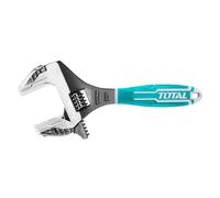 TOTAL Llave ajustable 2 en 1 de 250 mm y función de llave de tubo - Apertura extra ancha: 0-52 mm - Construcción CRV - Dos protectores de mandíbula - Cabezal intercambiable - Mango suave único de dos