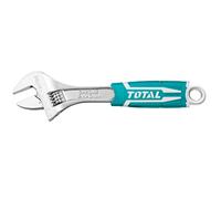 TOTAL - Llave Ajustable con Moleta Central | Longitud de 200 mm | Apertura de 0 a 30 mm | Herramienta para Aflojar y Montar Tuercas y Tornillos de Cabeza Hexagonal | Cromo Vanadio