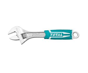 TOTAL - Llave Ajustable con Moleta Central - Longitud de 250 mm - Apertura de 0 a 35 mm - Herramienta para Aflojar y Montar Tuercas y Tornillos de Cabeza Hexagonal - Cromo Vanadio