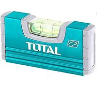 TOTAL - Nivel Burbuja de Bolsillo - 100 mm - Base Magnética - Con 1 Burbuja - Herramienta Para Trabajos de Carpintería y Bricolaje - Lateral de ABS Para Amortiguar los Golpes - Aluminio