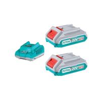 TOTAL - Pack 2 baterías 2Ah y cargador rápido, 20 V - 2 Ah, para baterías compatibles con herramientas eléctricas P20S, modelo TFBCPK1222E
