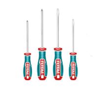TOTAL - Pack de 4 Destornilladores - Puntas Planas y Phillips Imantadas - Ideal para Reformas y Mantenimientos - Mango Ergonómico Trimaterial - Acero Resistente a la Corrosión - 100 y 150mm