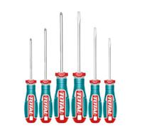 TOTAL - Pack de 6 Destornilladores - Puntas Planas y Phillips Imantadas - Ideal para Reformas y Mantenimientos - Mango Ergonómico Trimaterial - Acero Resistente a la Corrosión - 75, 100 y 150mm