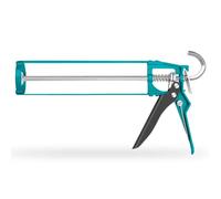 TOTAL - Pistola Aplicador de Silicona | Longitud de 230 mm | Plato de Empuje Doble | Mango Ergonómico de Aluminio | Acero | Resistente a la Corrosión