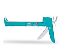TOTAL - Pistola Aplicador de Silicona - Longitud de 230 mm - Vástago de Hierro con Dientes - Mango Ergonómico de Aluminio - Acero - Resistente a la Corrosión