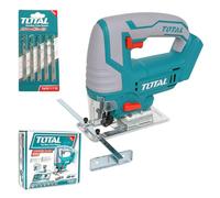 TOTAL - Sierra Caladora a Batería P20S de 20 V | Inalámbrica | Herramienta para Cortar Metal y Madera | Velocidad Sin Carga de 2400 rpm | Incluye 5 Hojas de Sierra