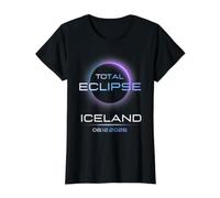 Total Solar Eclipse Iceland 8 12 2026 Totality Astronomy Camiseta gráfica económica, Mujer, Negro, L