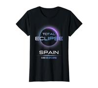 Total Solar Eclipse Spain August 12 2026 Total Eclipse Spain Camiseta gráfica económica, Mujer, Negro, XL