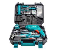 TOTAL THKTHP1152 - Juego de 115 herramientas, taladro de impacto de 680 W, portabrocas de llave de 13 mm, herramientas