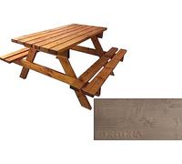 TOTAL WOOD 2012, Mesa de Picnic con Dos Bancos, Modelo Classico con Tablero de una Sola Pieza, de Madera Maciza, Conjunto de Camping Tablero + Asientos, Made in Italy (200x160x80, Gris ceniciento)