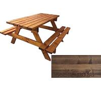 TOTAL WOOD 2012, Mesa de Picnic con Dos Bancos, Modelo Classico con Tablero de una Sola Pieza, de Madera Maciza, Conjunto de Camping Tablero + Asientos, Made in Italy (200x160x80, Nogal Oscuro SG)