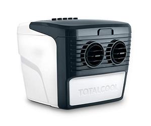 TotalCool Enfriador de aire portátil 3000, sistema de refrigeración evaporativa, peso ligero, bajo consumo de energía, 12 voltios y alimentación de red, blanco/gris