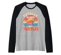 Totally in Love with Turtles Retro Turtle Designs para mujer Camiseta Manga Raglan