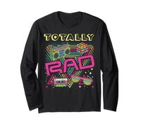 Totally RAD 80s Boombox Casete Rubiks Retro Hombres Mujeres Niños Manga Larga