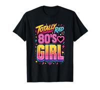 Totally RAD 80s Girl Retro Vibrante Nostalgia Throwback Party Camiseta