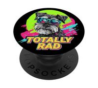 Totally RAD Retro Vintage 80s 90s Miniature Schnauzer Lover PopSockets PopGrip Adhesivo