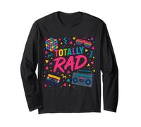 Totally RAD Vintage 80s Vibe Tipografía Fiesta Retroceso Manga Larga