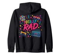Totally RAD Vintage 80s Vibe Tipografía Fiesta Retroceso Sudadera con Capucha