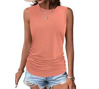 Totatuit Camiseta Sin Mangas Mujer Blusa Verano Suelta Top Elegante Casual Relajada Cómoda Estilo Diario Rosa XL