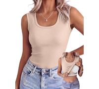 Totatuit Camiseta Sin Mangas Mujer con Sujetador Integrado y Cuello en U | Tirantes Anchos,Color liso,Moda urbana,Estilo casual,Look elegante,Oficina y Uso diario,Corte entallado,Novedad Otoño 2026