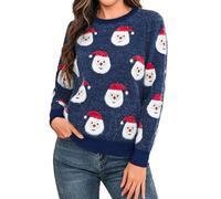 Totatuit Jersey de Navidad Mujer Suave Cálido Invierno Estampado Papá Noel