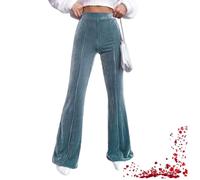 TOTDYIKH Pantaloni a zampa in velluto a Coste da Donna, Pantaloni a gamba Larga in Vita, Alla Moda, a Tinta Unita, comodi e Casual, in velluto a Coste (Medium,Peacock Blue)