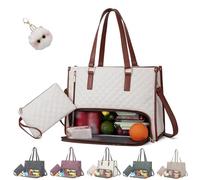 Tote and Luxe Co Bag, 3 in 1 luxe mega Quilted Tote Bag for Women with Lunch Compartment, for Work and Travel (05)