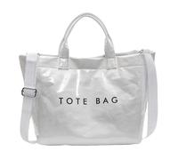 Tote Bag Damen Casual Handtasche Leicht Shopper Tasche Große Daily Tragetasche Modisch Schultertasche mit Schultergurt Retro Umhängetasche Trendig Weekender für Arbeit Reise Shopping Schule, 01-blanco