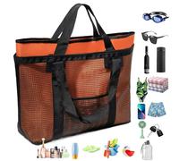 Tote Bag De Playa,Plegable Ligero Y Gran Capacidad - Bolsa De Viaje De Malla Para La Playa Estival - Para Teléfono Ropa Sombrero Cosméticos Viaje Vacaciones Al Aire Libre Lago Crucero, naranja, Se