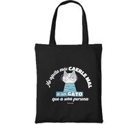 Tote Bag Me Afecta más Caerle mal a un Gato - Bolsa con Frase Divertida | Wondernastic | Regalo Original para Amantes de Gatos, Amigas o Profesores | Lino Reutilizable 34x39 cm