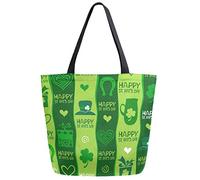 Tote Bag Stylish St. Patrick'S Day Shamrock Icon Pattern Bolsa De Tela Estética Bolso De Lona Lavabile Bolso Shopper Para Trabajo Colegio Viajar 40X50CM