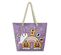 Tote Bag Tela Calabaza Arco Iris Cartera de Mano Mujer Poliéster Bolso Playa Reutilizable Bolsas Viaje Plegable Bolsa Tela Mujer Bolsa Compra Totebag Bolso de Mano Tote Bags Cremallera 36x37cm/2