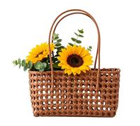 Tote Bags for Women, Solid Color Weave Tote Bag with Handle Hollow Out Beach Bag Handheld Picnic Basket Hollow Woven Shoulder Purse for Outdoor Fruit Picking Flower Arranging Travel Beach
