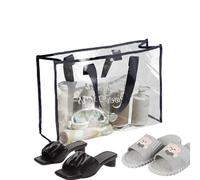 Tote Conda - Ver a través del Vector, Bolsa Impermeable | Diseño de Hombros de PVC de Gran tamaño, Soporte Transparente Ligero, cómodo Top Abierto para Accesorios de Playa para le for, Negro,