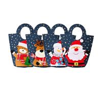 Tote De Denim De Navidad - Conjunto De 4 Bolsas De Dulces Patrón De Muñeco De Nieve | Decoraciones De Bolsos Pastel Almacenamiento De Botella De Cerveza Con Escena De Carnaval De Fiesta En L