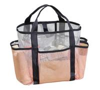 Tote de malla para playa - de viaje grande con múltiples bolsillos de red, organizador para vacaciones de playa, contenedor exterior para toallas, trajes de baño, gafas de sol campanas