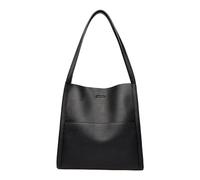 Tote Handbag Purses Simple Solid Color PU Leather Shoulder Bag Large Capacity Crossbody(Black)