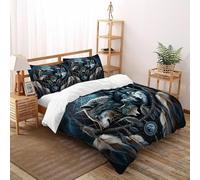 Totem de Lobo 3 Piezas Vida Silvestre 3D Estilo Europeo Ropa De Cama,Antialérgico,100% Algodón Puro, Adecuado para Adultos Y Niños con 2 Fundas De Almohada King（220x240cm）
