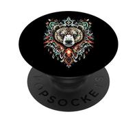 Tótem de Oso Salvaje, Rey del Bosque, Grizzly, río, Garra PopSockets PopGrip Adhesivo