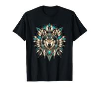 Tótem Espiritual Bohemio Turquesa Tribal Lobo Camiseta