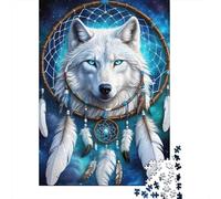Totem Lobo Blanco Atrapasueños Puzzle de 1000 Piezas Papel para Adultos Escena Fantasía Relajante Decoración Hogar Regalo 52x38cm/1000pcs