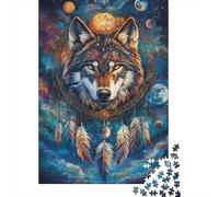 Tótem Lobo Puzzle de 1000 Piezas Papel para Adultos Atrapasueños Cielo Estrellado Puzzle para Toda la Familia Relajación Decoración Regalo 52x38cm/1000pcs