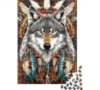 Tótem Lobo Puzzle de 1000 Piezas Papel para Adultos Estilo Tribal Indígena Relajación Familiar Decoración Regalo 70x50cm/1000pcs
