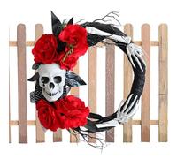 Totenkopf Halloween Türkranz - Rosengirlande mit Totenkopf und Skelett für Die Haustür,Gruselige Heimparty-Dekoration Kaminsimse, Treppen, Kamine, Wände, Türen