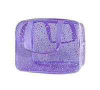TotePrint Clear Star - Bolsa de cosméticos grande y bolsa de viaje con asa, material duradero, diseño de cremallera, ideal para maquillaje, artículos esenciales de viaje, Púrpura, 11.81x5.12x8.26in