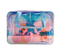 TotePrint Patrón de estrellas TPU bolso impermeable bolsa de maquillaje para productos de cuidado de maquillaje incluye 30cm x 13cm x 21cm (azul holográfico)