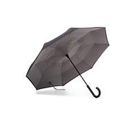 Totes InBrella - Paraguas de cierre inverso, negro/gris, negro/gris, Talla única, InBrella - Paraguas de cierre automático con gancho en J, resistente al viento y a la lluvia