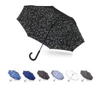 Totes Inbrella - Paraguas plegable de cierre inverso, zodiaco, talla única, paraguas InBrella con cierre automático inverso con gancho en J, resistente al viento y a la lluvia, Zodiaco, Talla única,