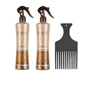 Totex Acondicionador en spray de 2 fases, sin enjuague, desenredante para cabello seco y dañado, 400 ml, 2 unidades + estilizador de dedos (argán)